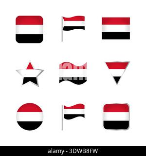 Jemen Flag Icons Set, kann für Geschäftsdesigns, Präsentationsdesigns oder andere geeignete Designs verwendet werden. Stock Vektor