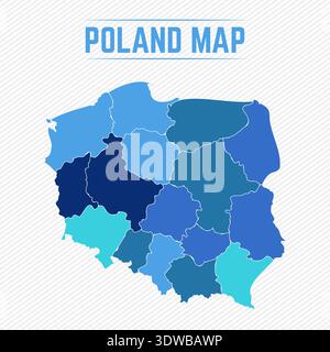 Polen detaillierte Karte mit Bundesstaaten, kann für Geschäftsdesigns, Präsentationsdesigns oder andere geeignete Designs verwendet werden. Stock Vektor