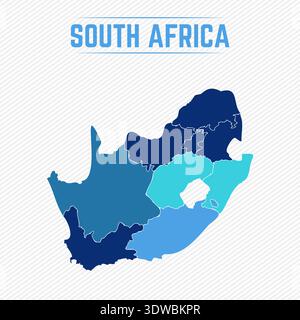 Südafrika Detailkarte mit Regionen, kann für Geschäftsdesigns, Präsentationsdesigns oder andere geeignete Designs verwendet werden. Stock Vektor