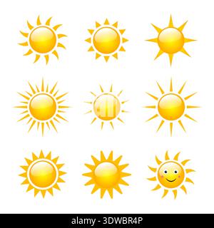 Sun Vector Icons Set, kann für Business-Designs, Präsentationsdesigns oder andere geeignete Designs verwendet werden. Stock Vektor