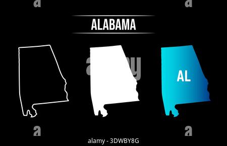 Abstraktes Alabama State Map Design, kann für Geschäftsdesigns, Präsentationsdesigns oder andere geeignete Designs verwendet werden. Stock Vektor