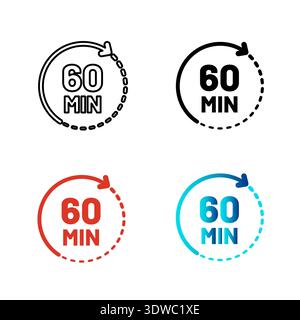 Abstrakte 60 Minuten Silhouette Illustration, kann für Business-Designs, Präsentationsdesigns oder andere geeignete Designs verwendet werden. Stock Vektor