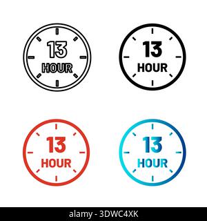 Abstrakte 13-Stunden-Silhouette-Illustration, kann für Business-Designs, Präsentationsdesigns oder andere geeignete Designs verwendet werden. Stock Vektor