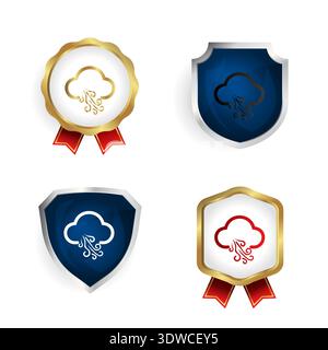 Abstrakte Cloud Wind Badge und Label Collection, kann für Business-Designs, Präsentationsdesigns oder andere geeignete Designs verwendet werden. Stock Vektor