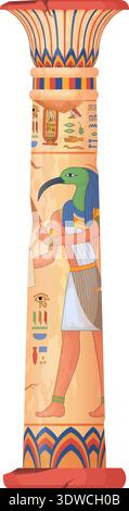 Ägyptischer Gott Tempelsäule. Cartoon-Spiel-Element isoliert auf weißem Hintergrund Stock Vektor