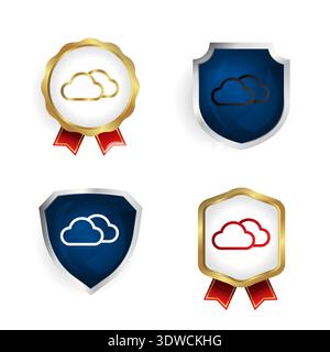 Abstrakte Clouds Badge und Label Collection, kann für Business-Designs, Präsentationsdesigns oder andere geeignete Designs verwendet werden. Stock Vektor