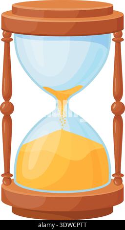 Zeichentricksymbol der Sanduhr. Retro-Uhr. Vintage-Timer isoliert auf weißem Hintergrund Stock Vektor