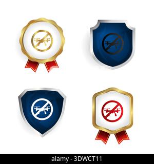 Abstrakte No Drone Badge and Label Collection, kann für Business-Designs, Präsentationsdesigns oder andere geeignete Designs verwendet werden. Stock Vektor