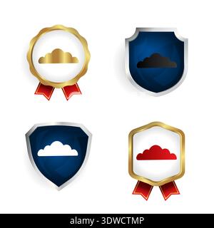 Abstrakte flache Wolken Abzeichen und Label Collection, kann für Business-Designs, Präsentationsdesigns oder andere geeignete Designs verwendet werden. Stock Vektor