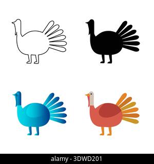Abstrakte flache Truthahn Vogel Silhouette Illustration, kann für Geschäftsdesigns, Präsentationsdesigns oder andere geeignete Designs verwendet werden. Stock Vektor
