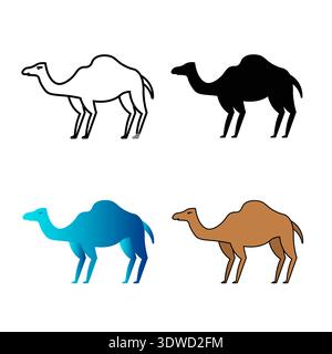 Abstrakte flache Kameltier-Silhouette-Illustration, kann für Geschäftsdesigns, Präsentationsdesigns oder andere geeignete Designs verwendet werden. Stock Vektor