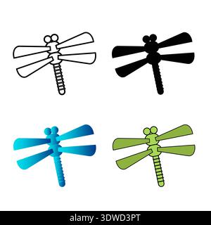 Abstrakte flache Libelle Insektensilhouette Illustration, kann für Geschäftsdesigns, Präsentationsdesigns oder andere geeignete Designs verwendet werden. Stock Vektor