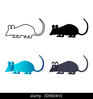 Abstrakte flache Ratte Tiersilhouette Illustration, kann für Geschäftsdesigns, Präsentationsdesigns oder andere geeignete Designs verwendet werden. Stock Vektor