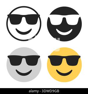 Abstraktes lächelndes Gesicht mit Sonnenbrille Silhouette Illustration, kann für Geschäftsdesigns, Präsentationsdesigns oder andere geeignete Designs verwendet werden. Stock Vektor