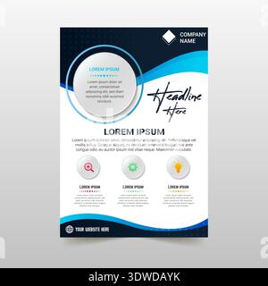Abstrakte moderne wellige blaue Flyer-Vorlage, kann für Business-Designs, Präsentationsdesigns oder andere geeignete Designs verwendet werden. Stock Vektor