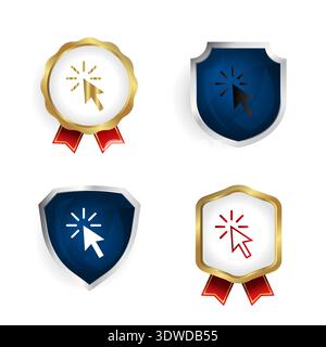 Abstrakte Mouse Click-Abzeichen- und Label-Kollektion, kann für Business-Designs, Präsentationsdesigns oder andere geeignete Designs verwendet werden. Stock Vektor