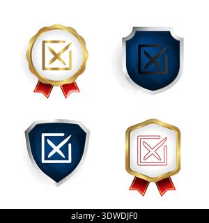 Abstrakte, quadratische Abzeichen- und Etikettenkollektion, kann für Geschäftsdesigns, Präsentationsdesigns oder andere geeignete Designs verwendet werden. Stock Vektor