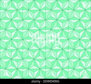 Asanoha Japanisches grünes geometrisches Hanfblatt-Muster. Symbol für Stärke, schnelles Wachstum und Schutz. Zeitloses ornamentales Design, das in Textilien verwendet wird. Stock Vektor