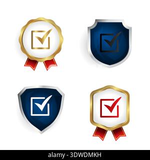 Abstrakte, quadratische Karomuster-Abzeichen- und Etikettenkollektion, kann für Business-Designs, Präsentationsdesigns oder andere geeignete Designs verwendet werden. Stock Vektor