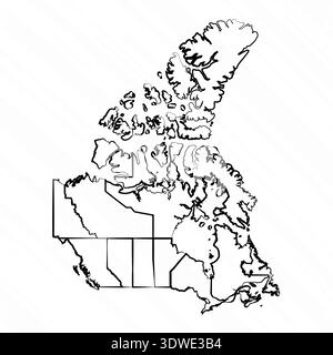 Handgezeichnete Canada Map Illustration, kann für Geschäftsdesigns, Präsentationsdesigns oder andere geeignete Designs verwendet werden. Stock Vektor