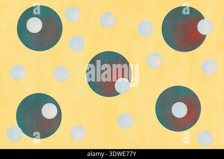 Abstrakte Illustration mit Punktmustern in weichen, beruhigenden Farbpaletten. Das moderne Texturdesign kombiniert große und kleine Kreise und schafft so ein Maximum Stockfoto