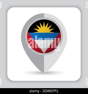 Antigua und Barbuda Flag Pin Map Symbol Stock Vektor