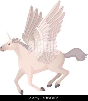 Fliegender pegasus. Geflügeltes Märchentier isoliert auf weißem Hintergrund Stock Vektor