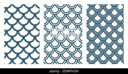Variation des nahtlosen Fischmusters, dekorativer Stil Stock Vektor