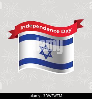 Israel Wavy Flag Unabhängigkeitstag Banner Hintergrund Stock Vektor
