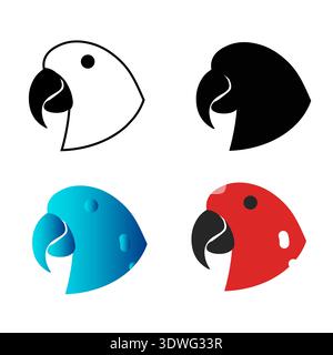Abstrakte Papageienkopf-Silhouette-Illustration, kann für Business-Designs, Präsentationsdesigns oder andere geeignete Designs verwendet werden. Stock Vektor
