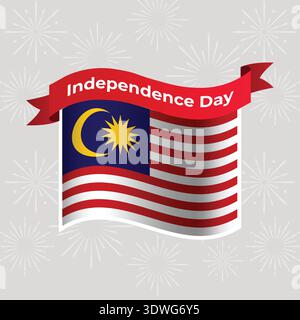 Malaysia Wellige Flagge Unabhängigkeitstag Banner Hintergrund Stock Vektor