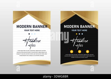 Abstrakte stilvolle luxuriöse schwarze und goldene Bannervorlage, kann für Business-Designs, Präsentationsdesigns oder andere geeignete Designs verwendet werden. Stock Vektor