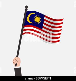 Die Hand Hält Die Malaysische Flagge Stock Vektor