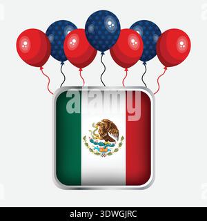 Feierlichkeiten Zum Unabhängigkeitstag Der Mexikanischen Flagge Stock Vektor