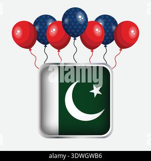 Pakistan Flag Unabhängigkeitstag Feier Stock Vektor