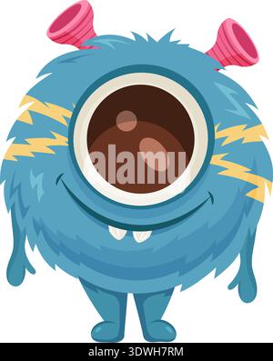 Flauschiges, süßes Monster, weiches Fell, Lächeln Stock Vektor
