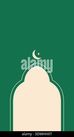 Grüner traditioneller islamischer Rahmen mit Mond und Stern für Ramadan-Einladungsvektor Stock Vektor