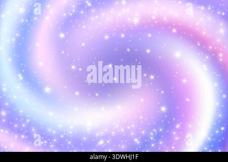 Violetter Sternenhimmel-Hintergrund mit glühendem Galaxienstaub. Kosmische Spin-Space-Kulisse mit violettem Farbverlauf, himmlischem Glanz und traumhaftem Ambiente Stock Vektor
