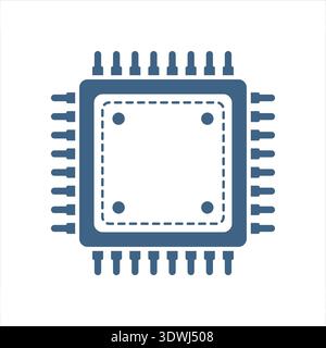 Symbol des zentralen cpu-Prozessors in flacher Ausführung. Mikroprozessor-Vektor-Illustration auf isoliertem Hintergrund. KI-Chip-Zeichen-Geschäftskonzept. Stock Vektor