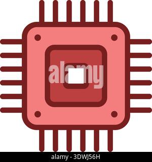 Symbol des zentralen cpu-Prozessors in flacher Ausführung. Mikroprozessor-Vektor-Illustration auf isoliertem Hintergrund. KI-Chip-Zeichen-Geschäftskonzept. Stock Vektor
