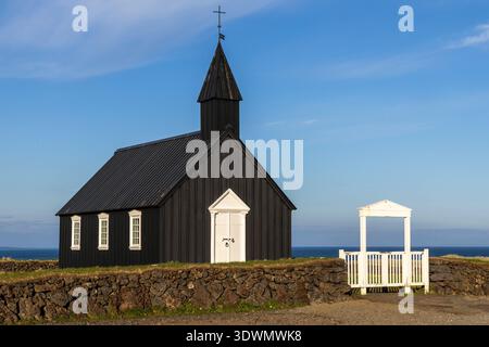 Island, Region Vesturland, Halbinsel Snaefellsnes, Budir, Budakirkja, Kirche Stockfoto