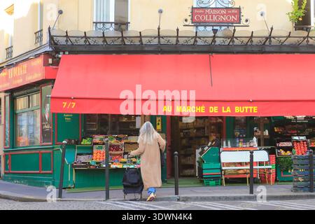 Frankreich, Paris, Lebensmittelgeschäft Au marché de la butte (Drehort für den Film Le Fabuleux Destin d’Amélie Poulain) Stockfoto