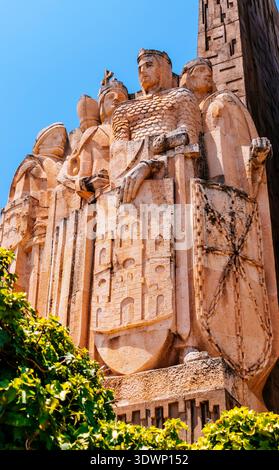 Denkmal für die Schlacht von Las Navas de Tolosa. Christliche Führer, von rechts nach links, Peter II. Der Katholik, Peter II., der Katholik, König von Aragon, Al Stockfoto