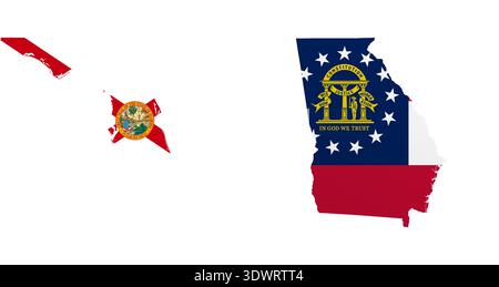 Poster zur Karte der Flagge Georgiens. US State Stolz Wanddekor Kunstwerke. Patriotische druckbare digitale Kunst. Detaillierte Vektordarstellung Stock Vektor