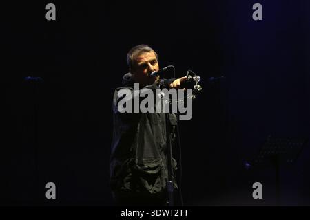 Liam Gallagher, englischer Sänger und Songwriter, Leadsänger und Mitbegründer der Rockband Oasis tritt beim Sziget Festival in Budapest auf Stockfoto