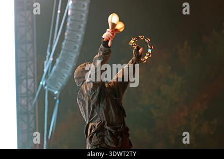 Liam Gallagher, englischer Sänger und Songwriter, Leadsänger und Mitbegründer der Rockband Oasis tritt beim Sziget Festival in Budapest auf Stockfoto