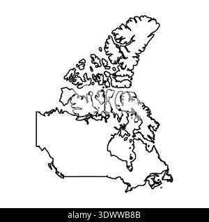 Schwarze Modellstruktur Sketch Map of Canada Country, Vektor editierbares Design, kann für Geschäfts- oder Präsentationsdesign verwendet werden. Stock Vektor