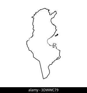 Schwarze Umrissskizze Karte von Tunesien Land, Vektor editierbares Design, kann für Geschäfts- oder Präsentationsdesign verwendet werden. Stock Vektor