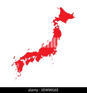 Abstrakte Rote Japan einfache Karte, Vektor-bearbeitbares Design, kann für Geschäfts- oder Präsentationsdesign verwendet werden. Stock Vektor