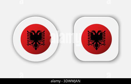 Albanien abgerundetes Symbol für die Nationalflagge, Vektor-bearbeitbares Design, kann für Geschäfts- oder Präsentationsdesign verwendet werden. Stock Vektor